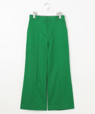 自由区 S 【UVカット・接触冷感・洗える】コットンサテンクロップド丈ワイドストレート パンツ グリーン