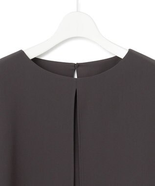 23区 L 【洗える】ストレッチジョーゼット ケープデザイン カットソー ダークブラウン系