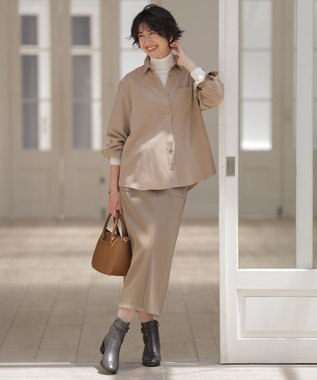 J.PRESS LADIES 【WEB限定】リブダンボール スカート 【WEB限定】カーキ系