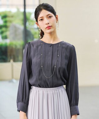  【洗える】シアーピンタックブラウス