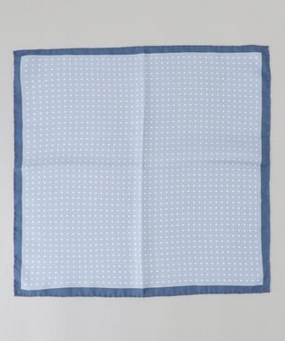 GOTAIRIKU 日本製【シルク100％】オリジナル柄チーフ_ドット柄 ブルー系8