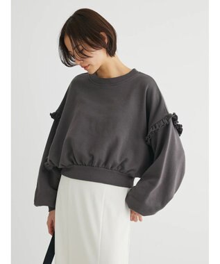 Green Parks ・Ｐｅｔｉｔ　Ｆｌｅｕｒ　ボリュームスリーブスウェット Charcoal Gray