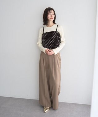 YECCA VECCA グリッタードットベロアオーバーキャミ Brown