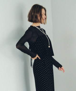 YECCA VECCA グリッタードットベロアオーバーキャミ Black