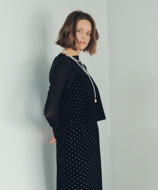 YECCA VECCA グリッタードットベロアオーバーキャミ Black