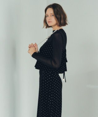 YECCA VECCA グリッタードットベロアオーバーキャミ Black