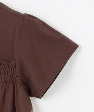 Feroux 【汗ジミが目立たない・洗える】バルーンチュール Tシャツ ダークブラウン系