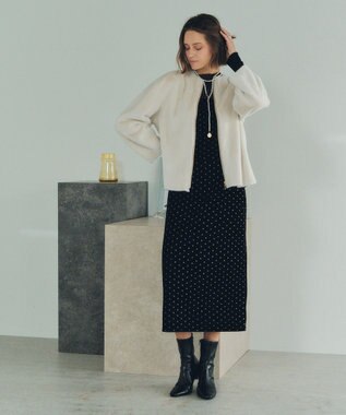 YECCA VECCA グリッタードットベロアオーバーキャミ Black