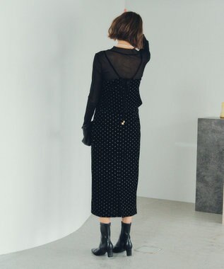 YECCA VECCA グリッタードットベロアオーバーキャミ Black