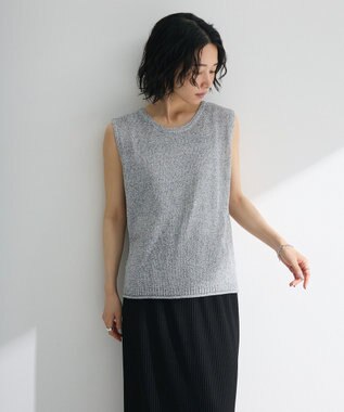 Green Parks 前後２ｗａｙ　ミックスカラーノースリーブニット Charcoal Gray