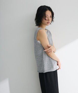 Green Parks 前後２ｗａｙ　ミックスカラーノースリーブニット Charcoal Gray