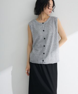 Green Parks 前後２ｗａｙ　ミックスカラーノースリーブニット Charcoal Gray