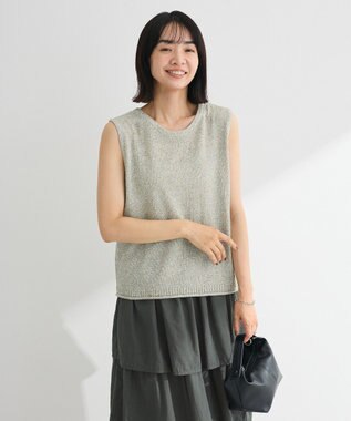 Green Parks 前後２ｗａｙ　ミックスカラーノースリーブニット Khaki