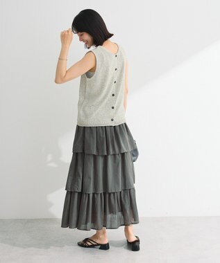 Green Parks 前後２ｗａｙ　ミックスカラーノースリーブニット Khaki