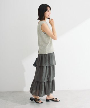 Green Parks 前後２ｗａｙ　ミックスカラーノースリーブニット Khaki