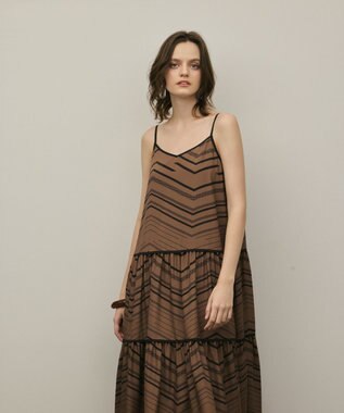 GRACE CONTINENTAL キカプリントキャミワンピース ブラウン