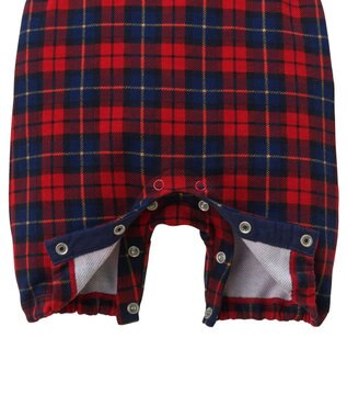MIKI HOUSE HOT BISCUITS 【70-90cm】 チェック柄 オーバーオール 赤