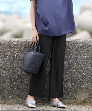 Tiaclasse 【日本製・新色追加・洗える・ストレッチ】エアシルキーワイドパンツ ブラック