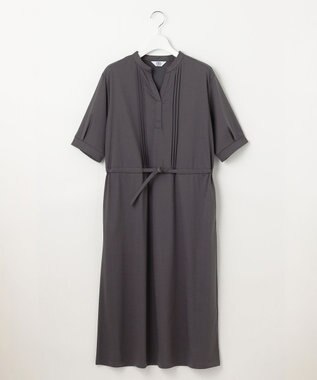 J.PRESS LADIES L 【接触冷感・洗える】プレーティングジャージー ワンピース スレート系