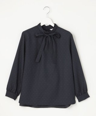 J.PRESS LADIES 【洗える・吸水速乾】 ライトアムンゼンドットPT リボン ブラウス ネイビー系5