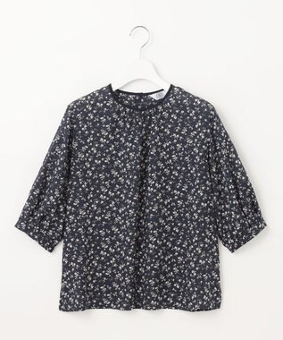 J.PRESS LADIES L 【洗える】 スパンローンフラワー ボリュームスリーブ ブラウス ネイビー系5