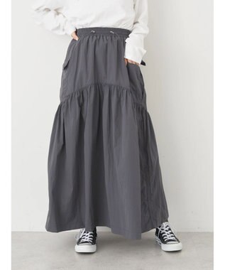 earth music&ecology ドロストテックスカート Charcoal Gray