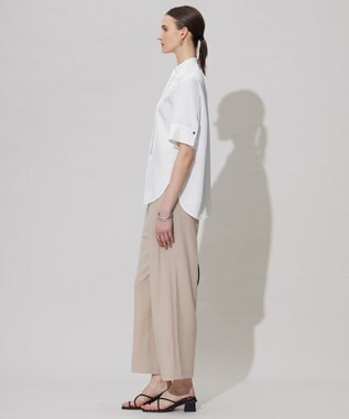 ICB 【接触冷感・速乾・洗える】シルキーツイル デザインブラウス オフホワイト系