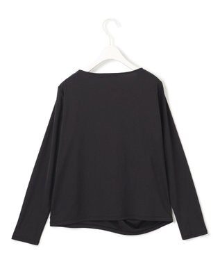 ICB L 【洗える】 PlaXフィラメントジャージー ドレープカットソー ブラック系
