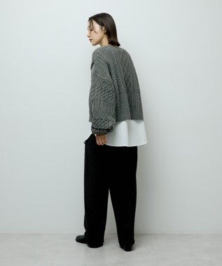 Green Parks ・ＥＬＥＮＣＡＲＥ　ＤＵＥ　ハンドステッチケーブルニッ Charcoal Gray