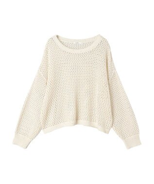 earth music&ecology スパンコールショートゆるニット Ivory