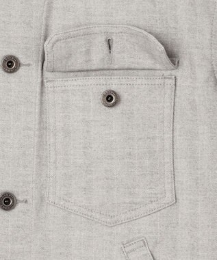 JOSEPH ABBOUD 【イタリア素材/ストレッチ】ヘリンボンモールスキンワーク ジャケット ライトグレー系