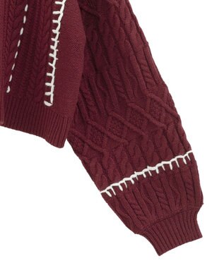 Green Parks ・ＥＬＥＮＣＡＲＥ　ＤＵＥ　ハンドステッチケーブルニッ Bordeaux