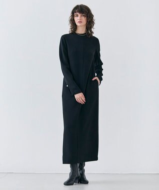 BEIGE， 【洗える】KALMIA / クルーネックIラインロングドレス Black