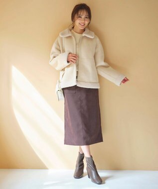 Feroux リバーシブル ムートンボアコート アイボリー系