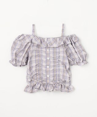 ANY KIDS 【洗濯機可能】2WAY チェックブラウス ブラウン