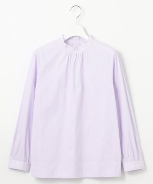 J.PRESS LADIES 【洗える】BEZ VEGA ストライプ フリルネック ブラウス ふじ色系1