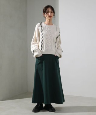 Green Parks ・ＥＬＥＮＣＡＲＥ　ＤＵＥ　ハンドステッチケーブルニッ Ivory