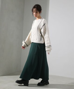 Green Parks ・ＥＬＥＮＣＡＲＥ　ＤＵＥ　ハンドステッチケーブルニッ Ivory