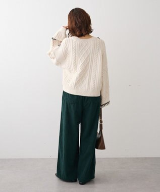 Green Parks ・ＥＬＥＮＣＡＲＥ　ＤＵＥ　ハンドステッチケーブルニッ Ivory