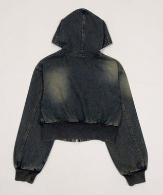 WEGO デニムショートフードブルゾン デニム中濃加工色