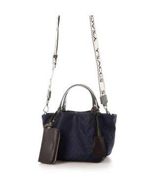 Y'SACCS モノグラム×リサイクルレザー 2WAYミニマムトート ネイビー