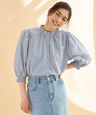 ANY L 【接触冷感/UVカット/抗菌防臭/速乾】エニイファンクション シャーリングブラウス ロンスト