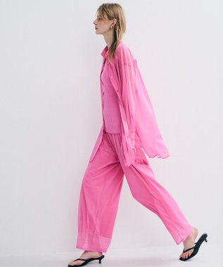 uncrave トリコットシフォン ロングシャツ ピンク