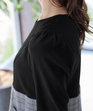 Tiaclasse 【洗える】チェックコンビエンパイアワンピース グレーチェック