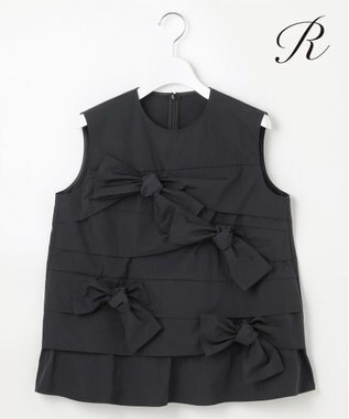 【R(アール)】ナイロンタフタワッシャー  ノースリーブブラウス