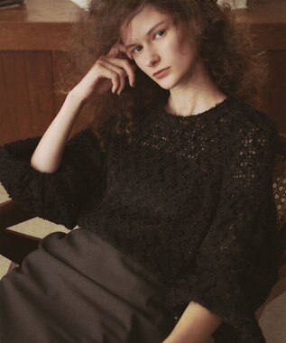 #Newans 【洗える】フィラッフィギャザースリーブブラウス ブラック