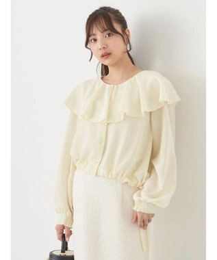 earth music&ecology ラッフルシアードロストブラウス Yellow