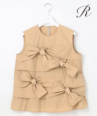 【R(アール)】ナイロンタフタワッシャー  ノースリーブブラウス