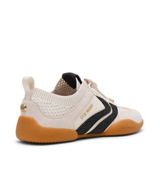 STEVE MADDEN BISCOTTI-R ラインストーンコートニットスニーカー クリームブラック