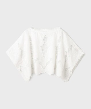 GRACE CONTINENTAL 刺繍ポンチョトップ ホワイト